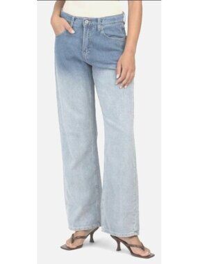 Lucky Brand Womens High Rise Ombre Faded Wide Leg Jeans Sz 31 New